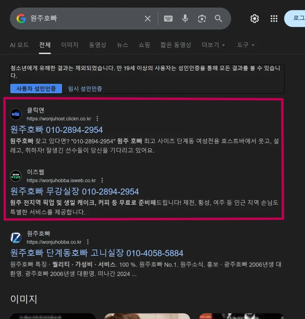 상위노출 예시